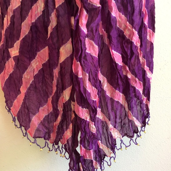 New Beach Purple Eggplant Striped Scarf Wrap Pareo - Picture 5 of 11